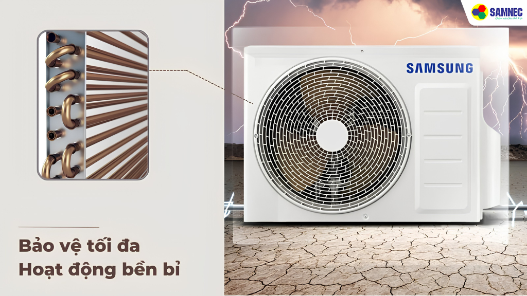 Máy nén và dàn tản nhiệt của Samsung chịu đựng tốt môi trường chứa muối biển