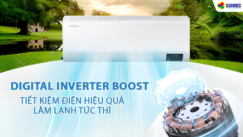 Chế độ Digital Inverter Boost trên điều hòa Samsung tiết kiệm đến 73% điện năng