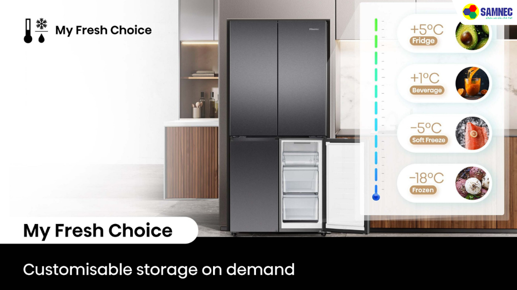 Ngăn linh hoạt My Fresh Choice cho phép chuyển đổi dải nhiệt độ từ -18°C đến 5°C