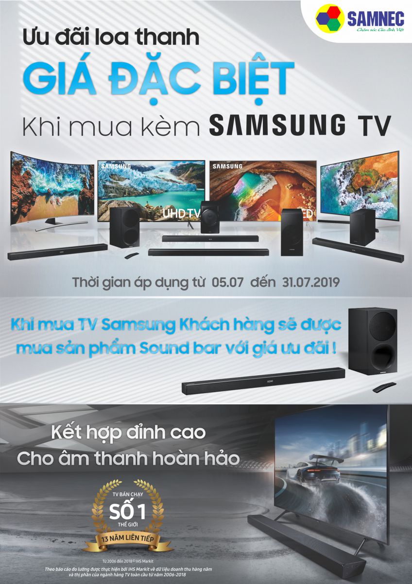 Chương trình khuyến mãi Ưu đãi loa thanh khi mua kèm Tivi Samsung