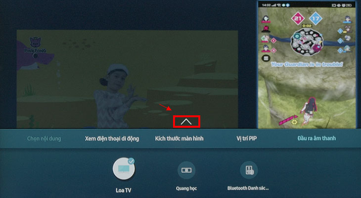 Chọn mũi tên-Cách sử dụng tính năng chia đôi màn hình tivi Multi View Chọn mũi tên-Cách sử dụng tính năng chia đôi màn hình tivi Multi View