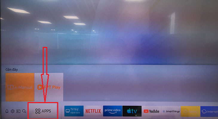 Kích hoạt gói xem phim miễn phí ClipTV trên Smart tivi Samsung - Chọn APP để mở kho ứng dụng
