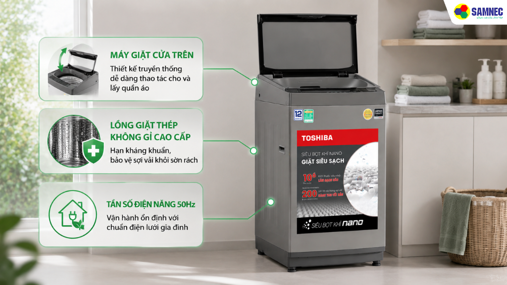 Máy giặt 12 kg Toshiba AW-DK1300KV(SG) 