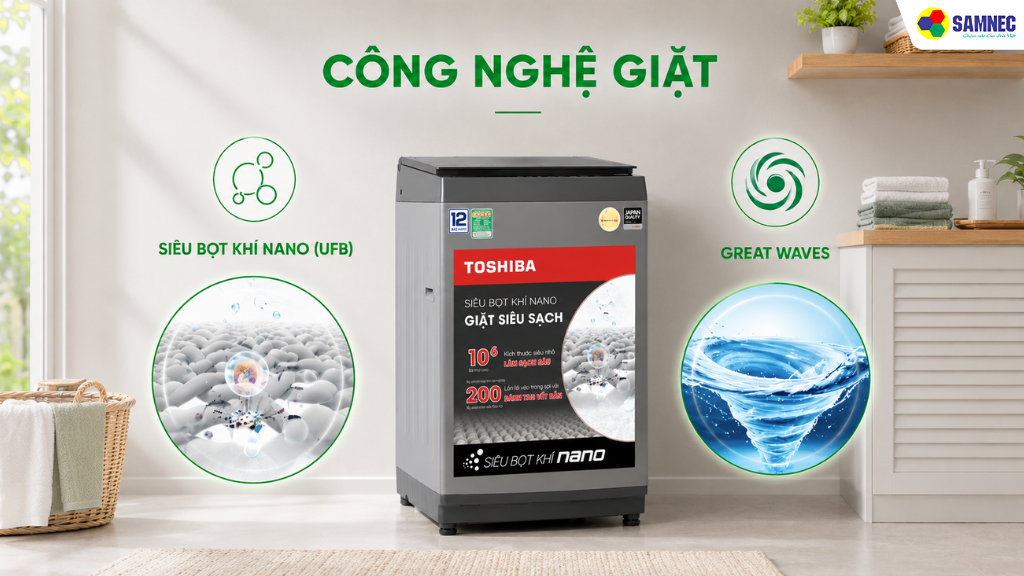 Máy giặt Inverter Toshiba AW-DK1300KV(SG) 