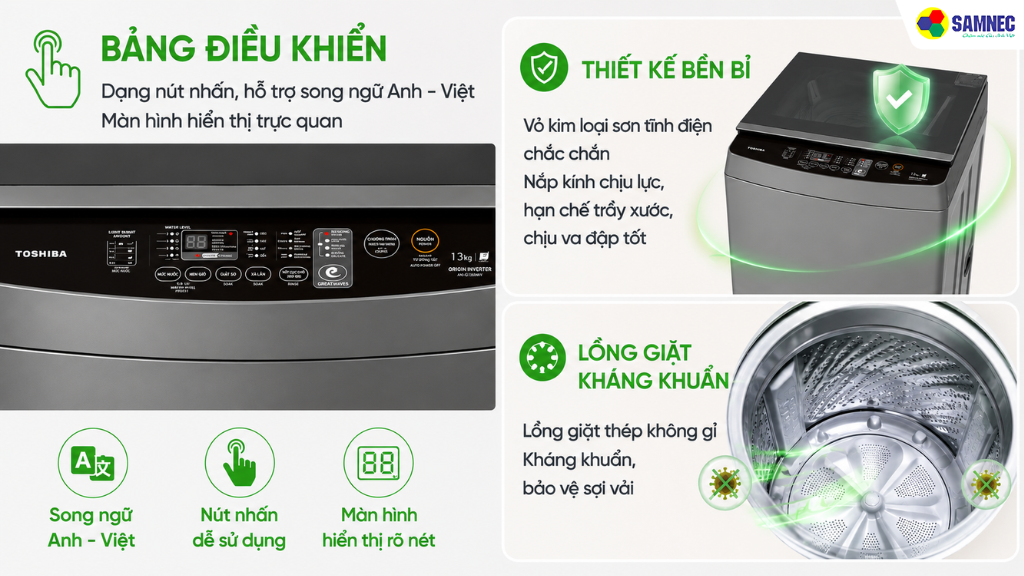 Máy giặt 13kg Toshiba AW-DM1400LV(MK)