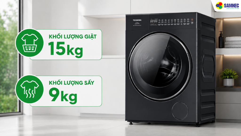 Máy giặt 15kg sấy 9 kg TWD-T35BP160MWV(MG)
