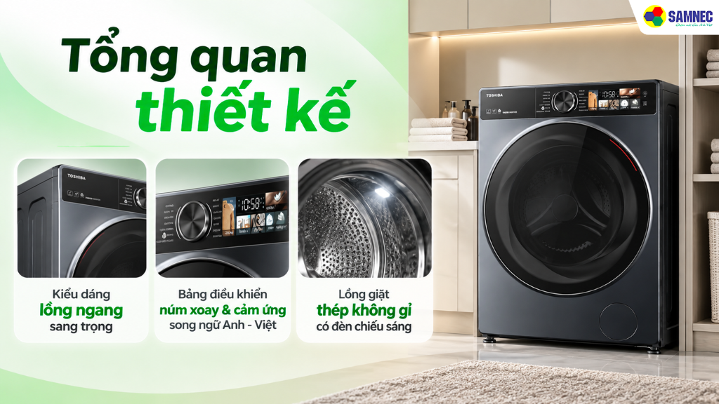 Máy giặt sấy giặt 10,5 kg - sấy 7kg Toshiba TWD-T25BZU115MWV(MG)