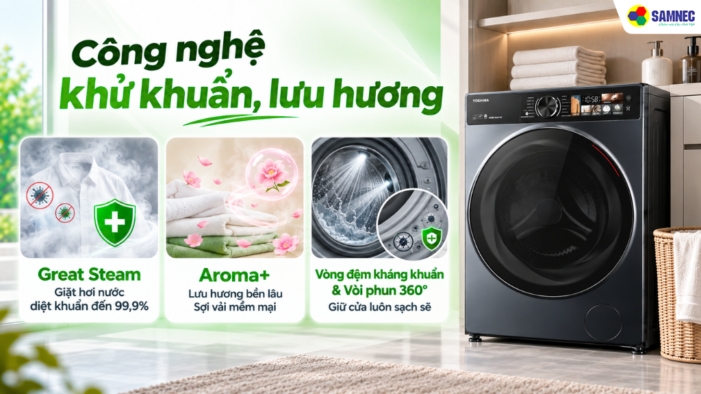 Máy giặt sấy Inverter giặt 10,5 kg-sấy 7kg Toshiba