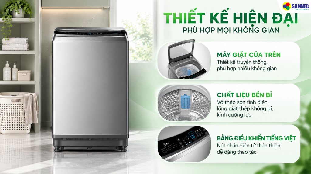 Máy giặt 10.5 kg Midea MA200W105