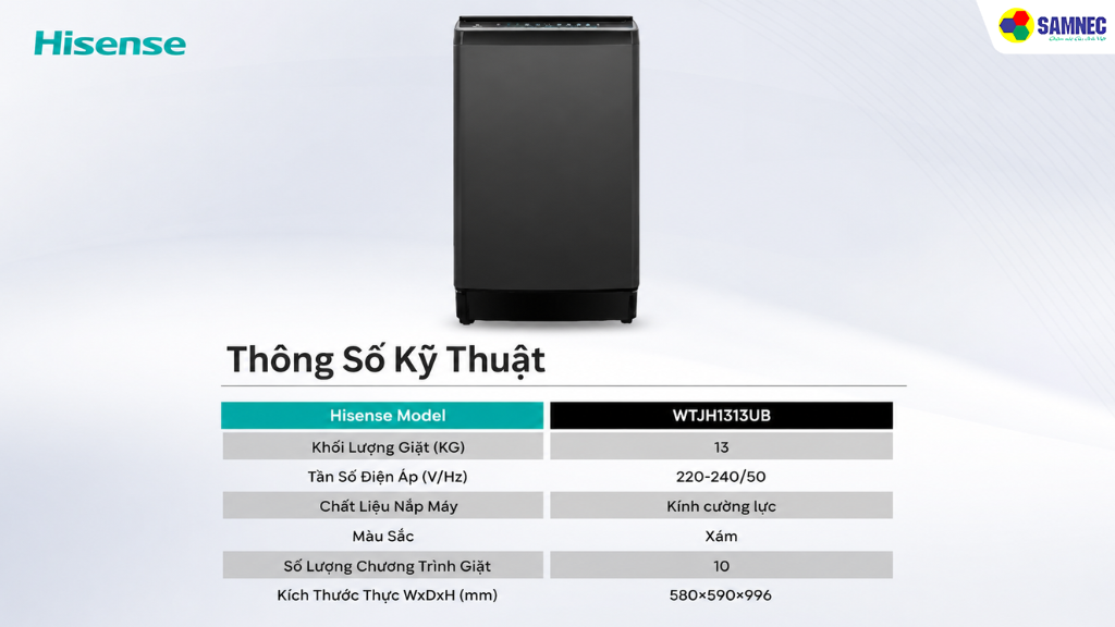 Máy giặt Hisense WTJH1313UB
