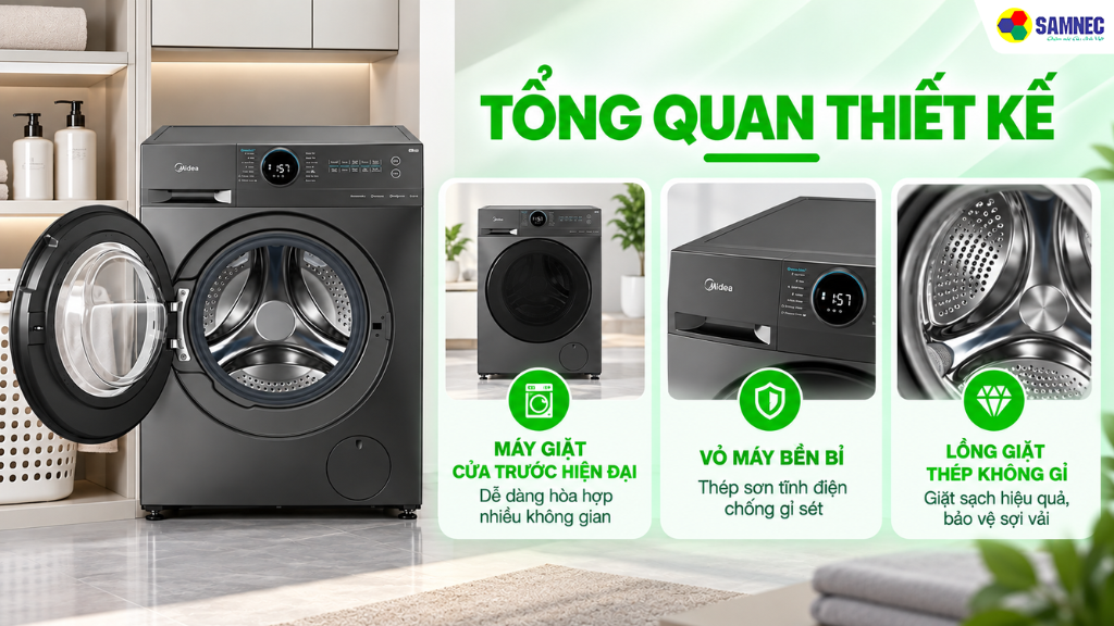 Máy giặt cửa trước Midea MF200W95