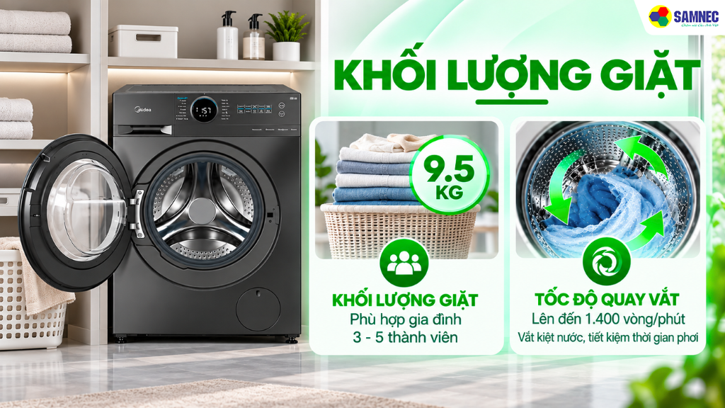 Máy giặt 9.5 kg Midea MF200W95