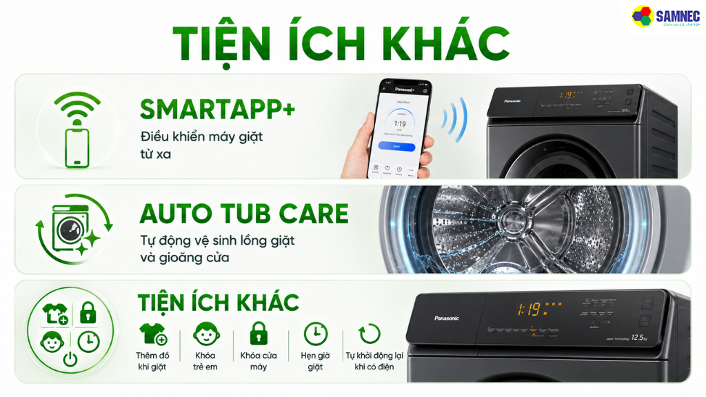 Máy giặt Inverter 11.5 kg Panasonic NA-V115FW1BV
