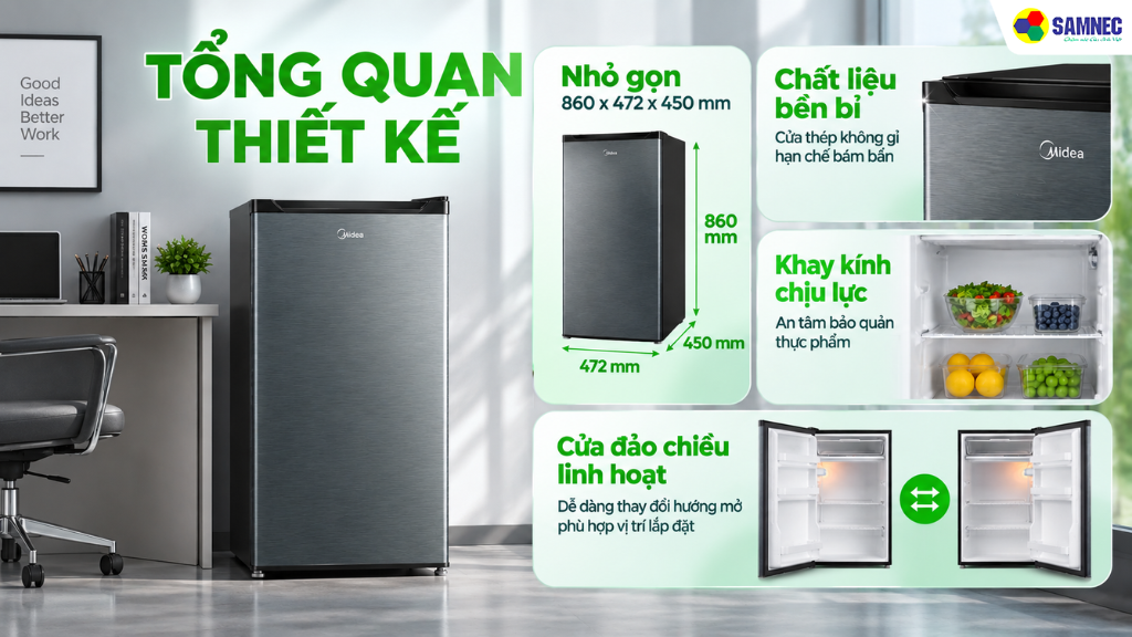 Tủ lạnh 93 lít Midea MDRD142FGA50VN