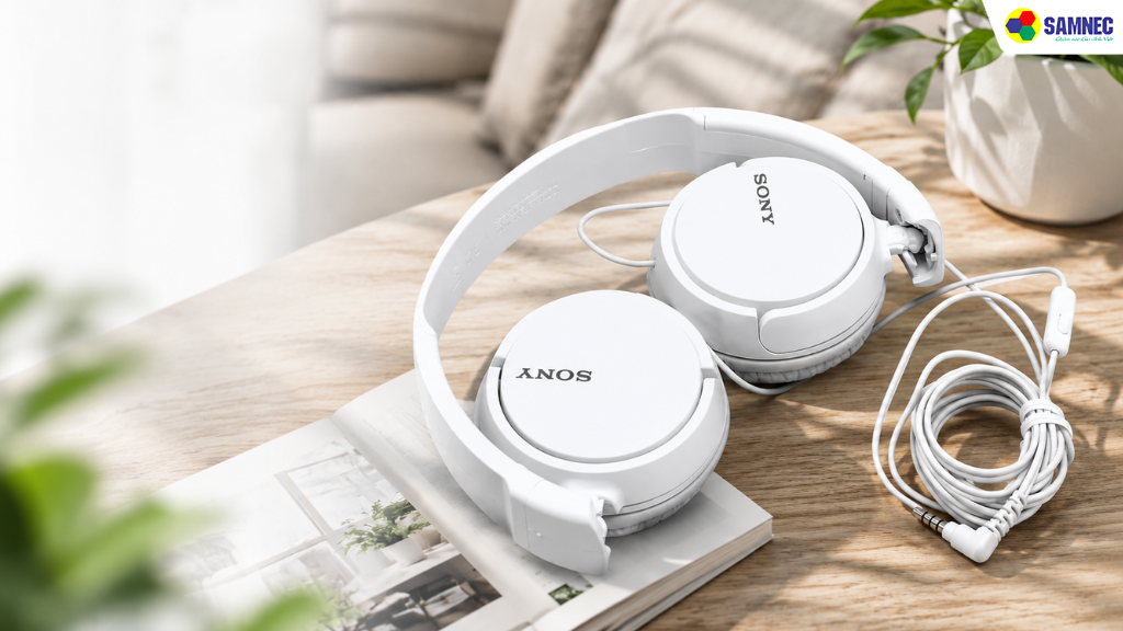 Tai nghe choàng đầu Sony màu trắng MDRZX110APBZE