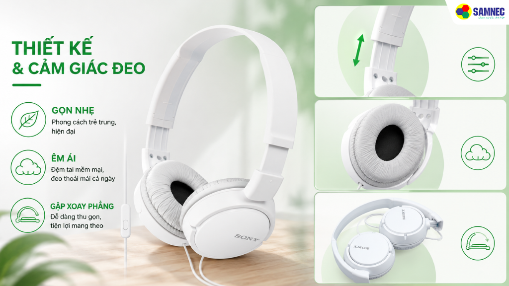 Tai nghe Sony màu trắng MDRZX110APBZE