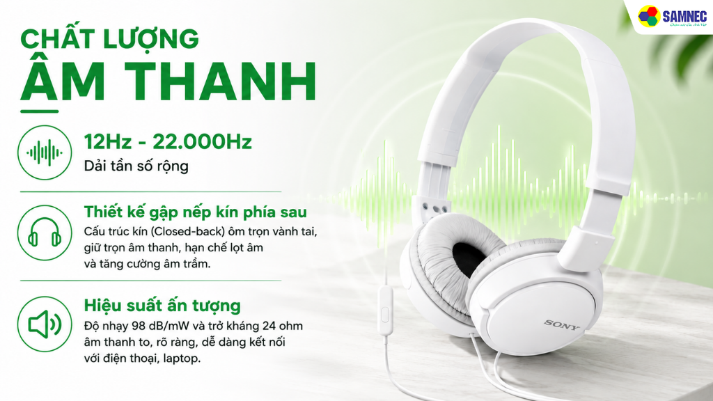 Tai nghe Sony trắng MDRZX110APBZE