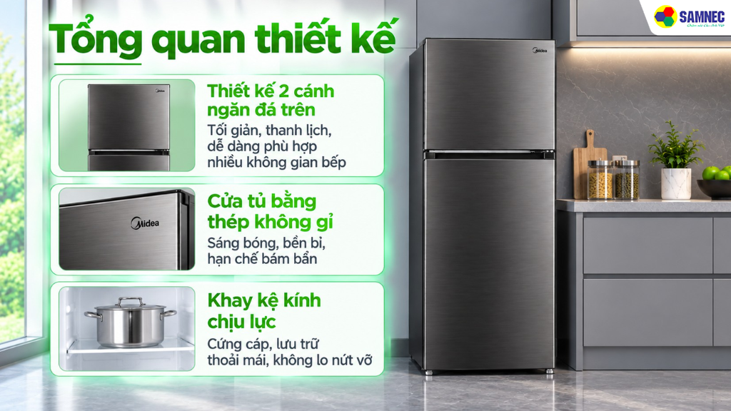 Tủ lạnh 236 lít Midea MDRT346MTB28VN