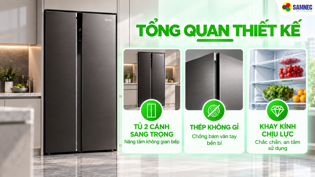 Tủ lạnh Side By Side Midea MDRS710FGG28VN
