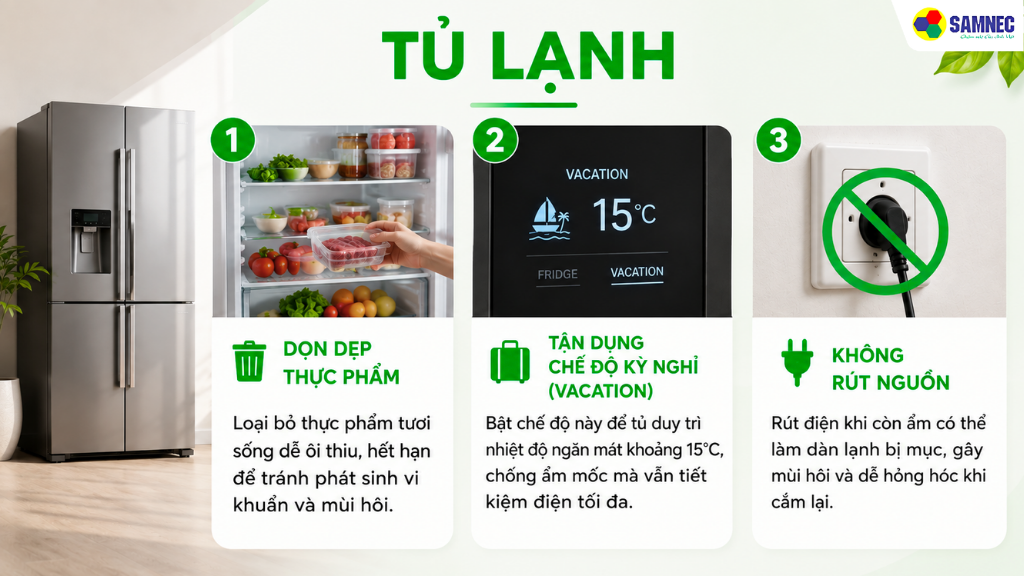 Bạn nên lưu ý các thao tác trên để đảm bảo an toàn và tối ưu điện năng tủ lạnh