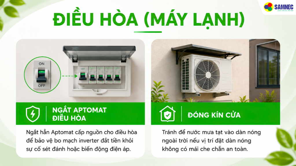 Hãy ngắt hẳn Aptomat điều hòa và đóng kín cửa
