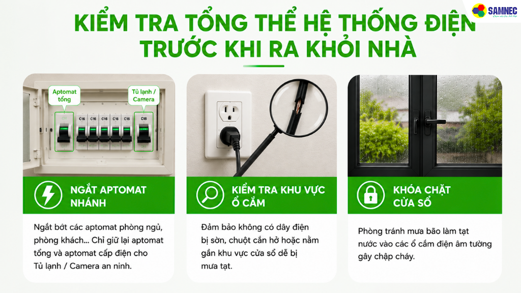 Kiểm tra tổng thể hệ thống điện trước khi ra khỏi nhà