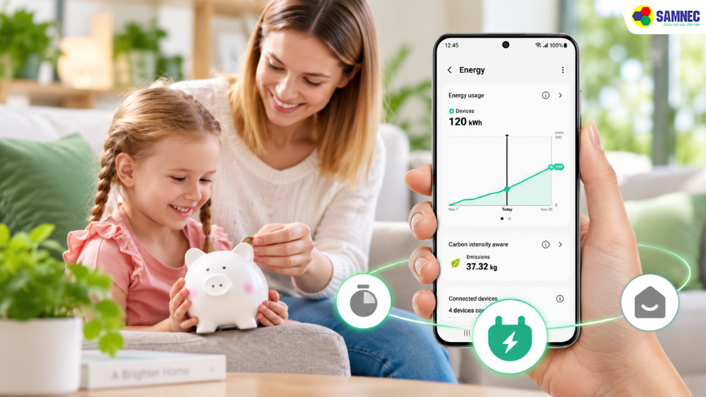 Công nghệ SmartThings AI Energy hỗ trợ theo dõi và tối ưu hóa mức tiêu thụ năng lượng