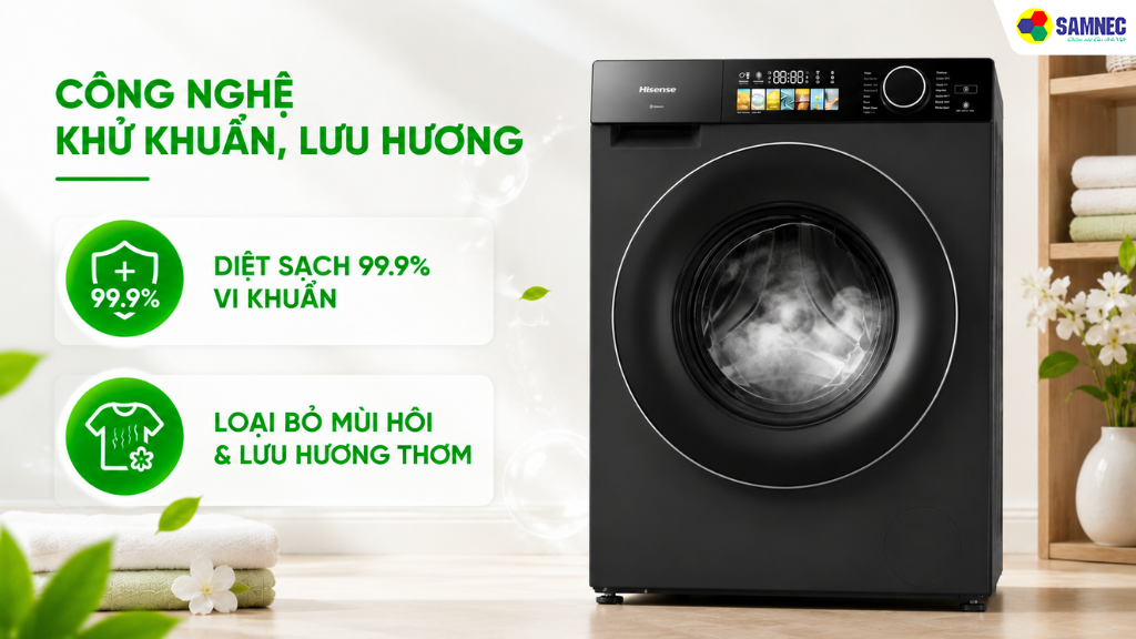 Công nghệ khử khuẩn diệt sạch 99.9% vi khuẩn và loại bỏ triệt để mùi hôi khó chịu