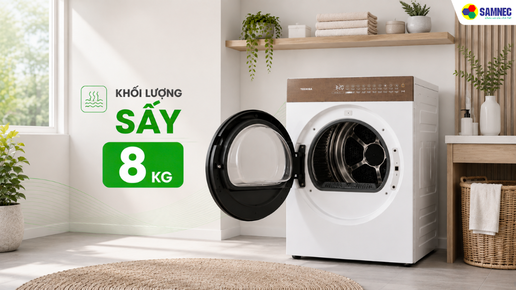 Máy sấy bơm nhiệt 8 kg TD-T37BS90HWV(WT)