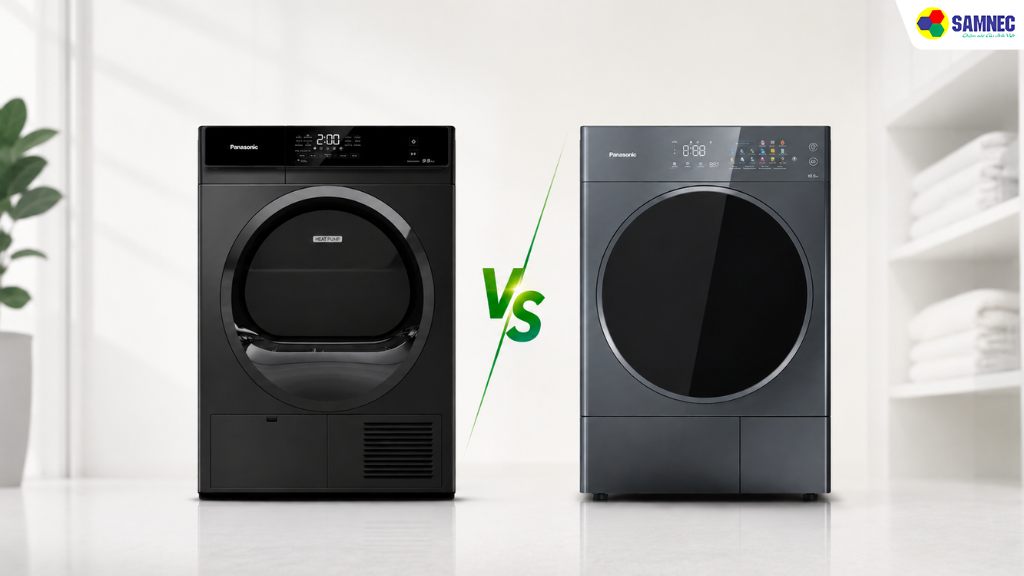 So sánh hai dòng máy sấy quần áo Panasonic 10.5kg bán chạy tại Samnec Hải Phòng