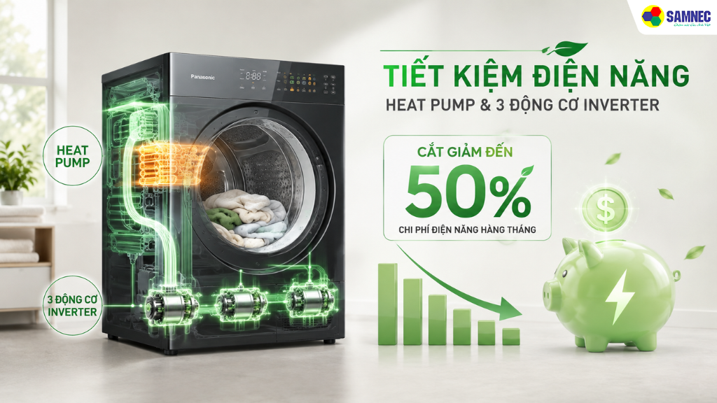 Model máy sấy NH-XV21X1AVT cắt giảm đến 50% chi phí điện năng