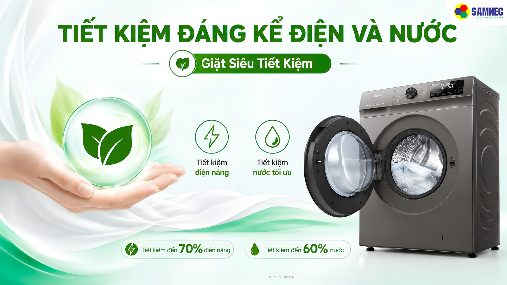 Khả năng tiết kiệm điện nước của máy giặt Hisense
