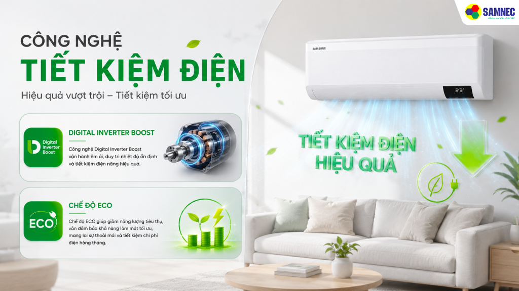  Công nghệ tiết kiệm điện trên điều hòa Samsung