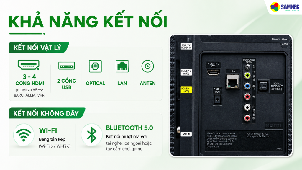 Khả năng kết nối đa dạng, đầy đủ
