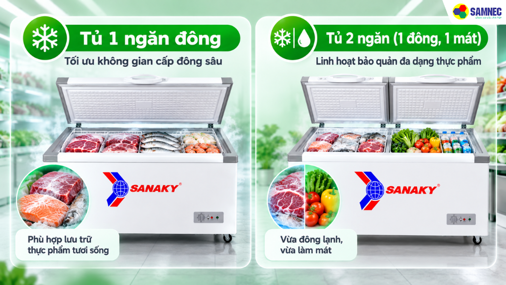 Tiêu chí chọn mua tủ đông dựa theo số ngăn