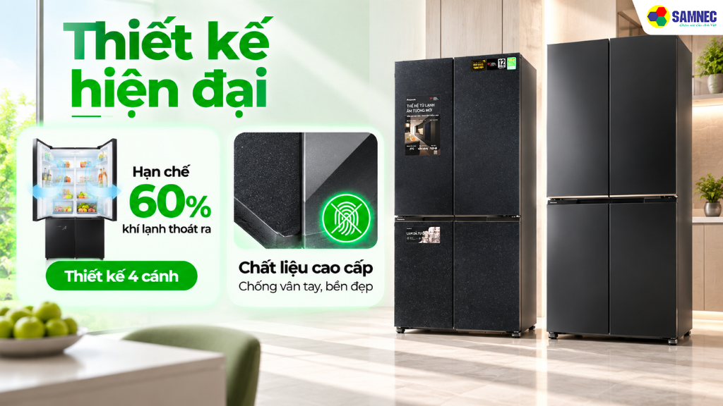 Tủ lạnh Panasonic Multi Door với thiết kế 4 cánh