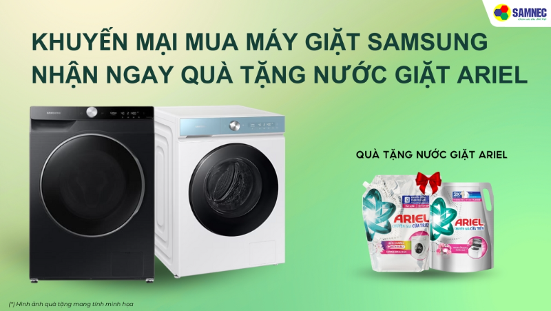 Khuyến Mại Mua Máy Giặt Samsung Nhận Ngay Quà Tặng Nước Giặt Ariel 