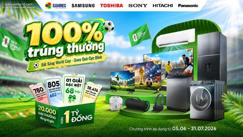 Bắt sóng World Cup - Quay quà cực đỉnh – 100% Trúng thưởng