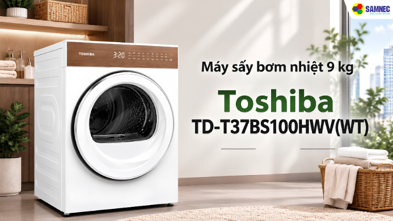 Đánh giá máy sấy bơm nhiệt 9 kg Toshiba TD-T37BS100HWV(WT)