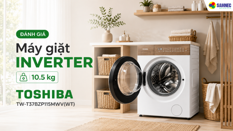 Đánh Giá Máy giặt Inverter 10.5 kg Toshiba TW-T37BZP115MWV(WT)