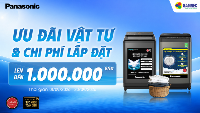 Samnec tung ưu đãi lên đến 1.000.000đ khi mua máy giặt Panasonic