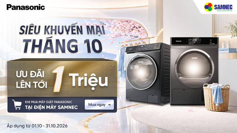 Mua Máy Giặt Panasonic - Nhận Ưu Đãi Lên Đến 1.000.000Đ  !