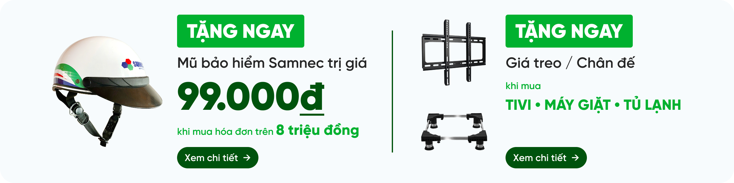 Mua tivi tặng giá treo - Mua máy giặt, tủ lạnh tặng chân đế
