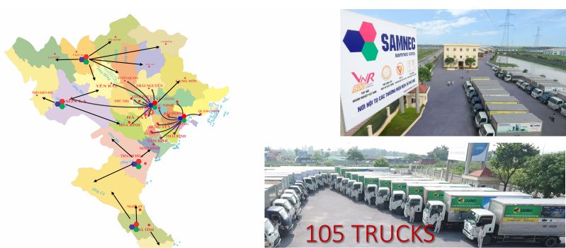 Bản đồ cung ứng hàng hóa kho vận Samnec
